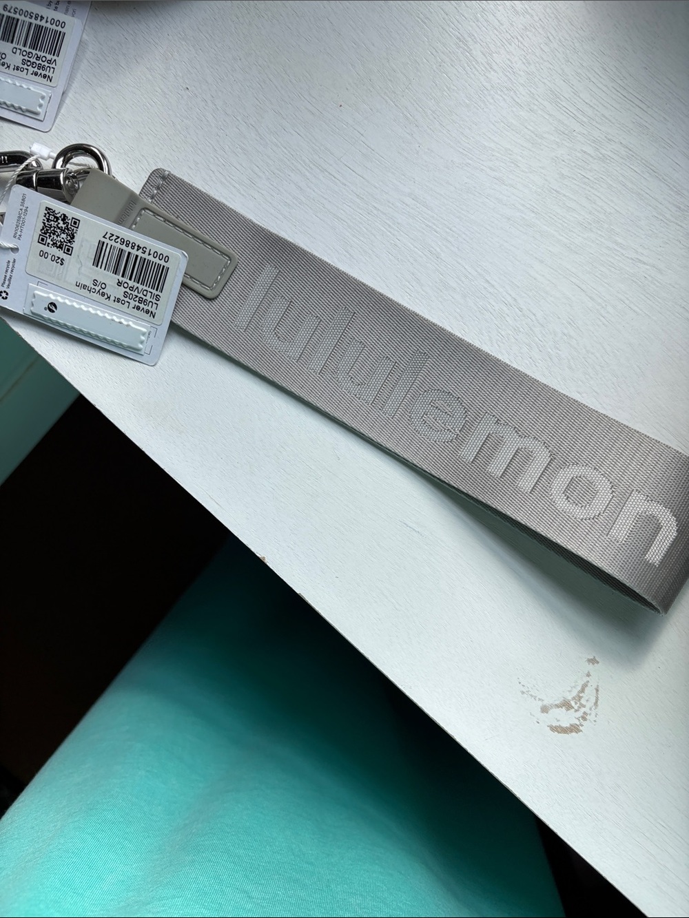 lululemon athletica Gray Embossed Logo Key Wrist Strap